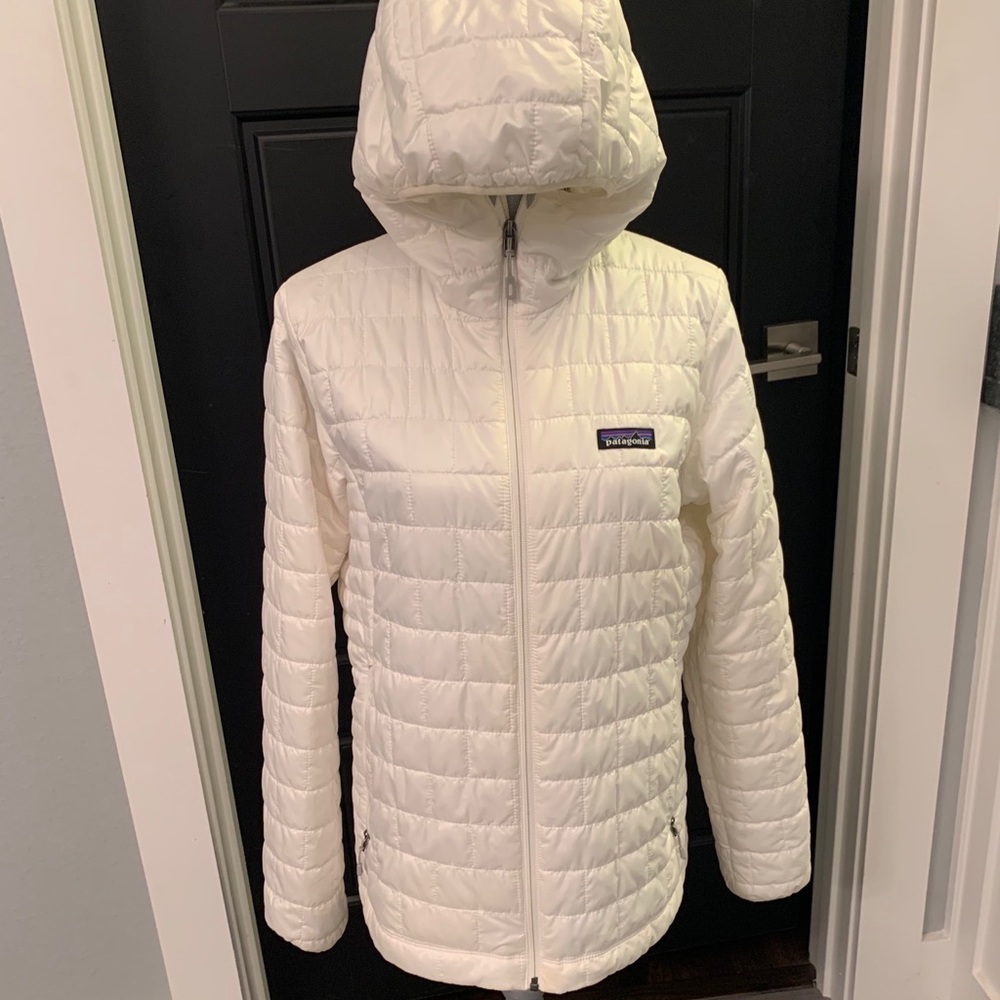 Patagonia White Nano Puff Hoodie Jacket Size Large